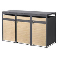 MÜLLTONNENBOX 3er Anthrazit-Lärchenoptik - Hellbraun, Metall (200/120/80cm) - ML-DESIGN