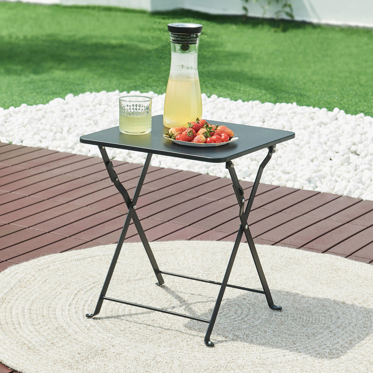 GARTENKLAPPTISCH Vegårshei - Schwarz, Metall (40/40/45cm) - [en.casa]