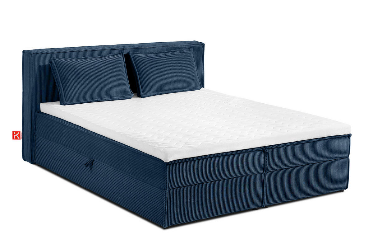BOXSPRINGBETT ROTI mit Stauraum, marineblau - Schwarz/Dunkelblau, Holz/Holzwerkstoff (160/200cm) - KONSIMO®