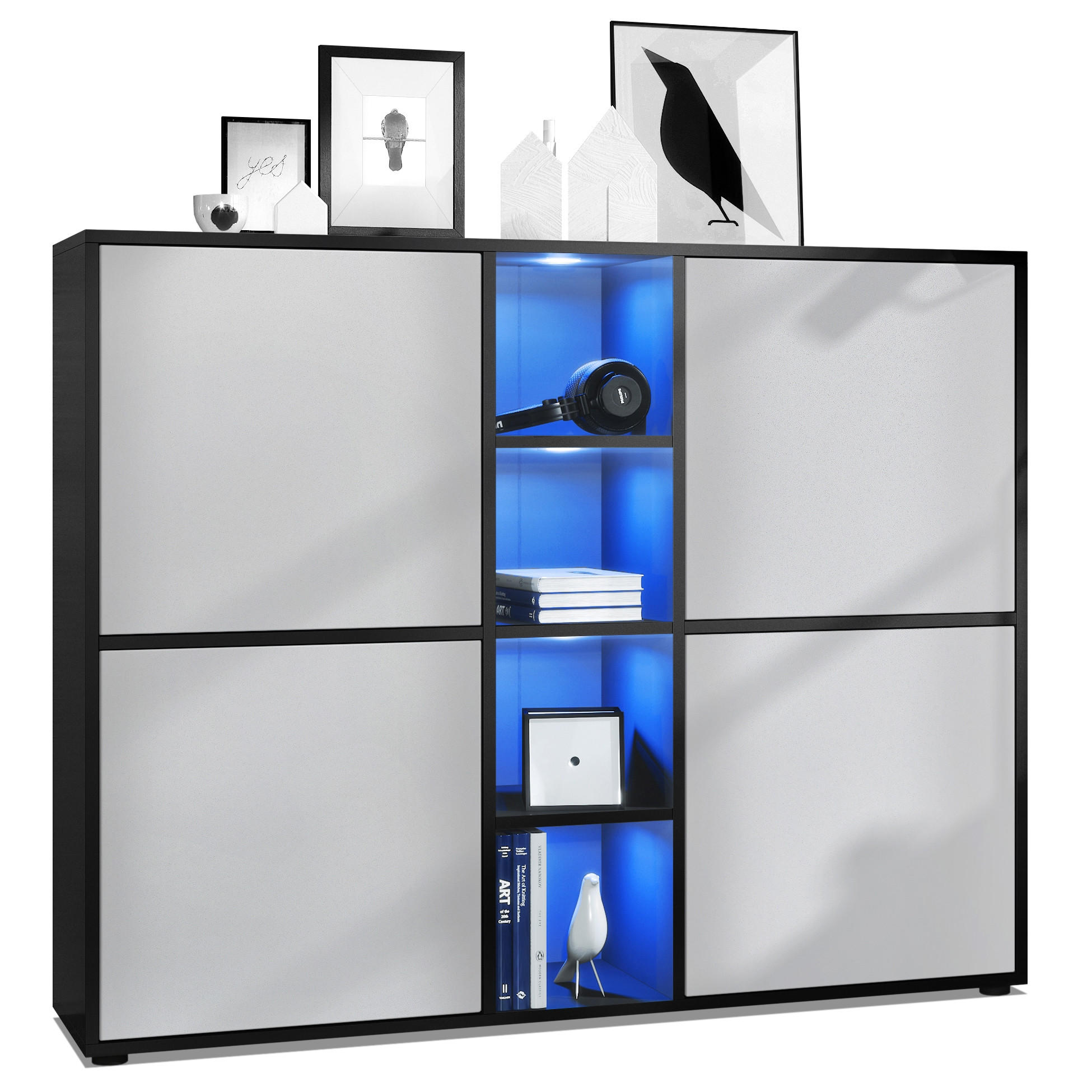 Vladon Highboard Greige 130.5x105.5x35.5 cm