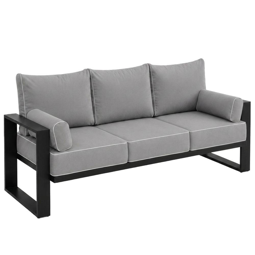 LOUNGESOFA 3-Sitzer Verdino mit Metallrahmen 215 cm anthrazit - Anthrazit, Metall (215/90/87cm) - Beautysofa