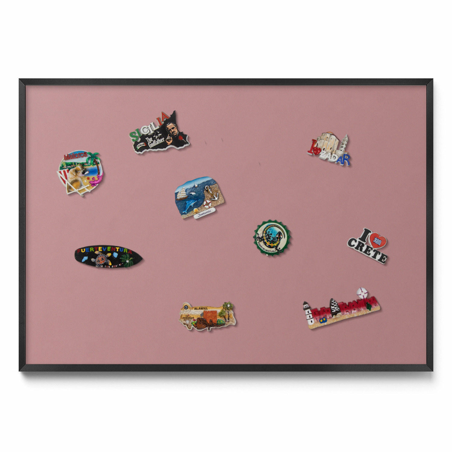 MAGNETTAFEL 100x70 cm Schwarzer Rahmen Pastellrosa - Kirschrot, Metall (100/70/0.4cm) - TULUP
