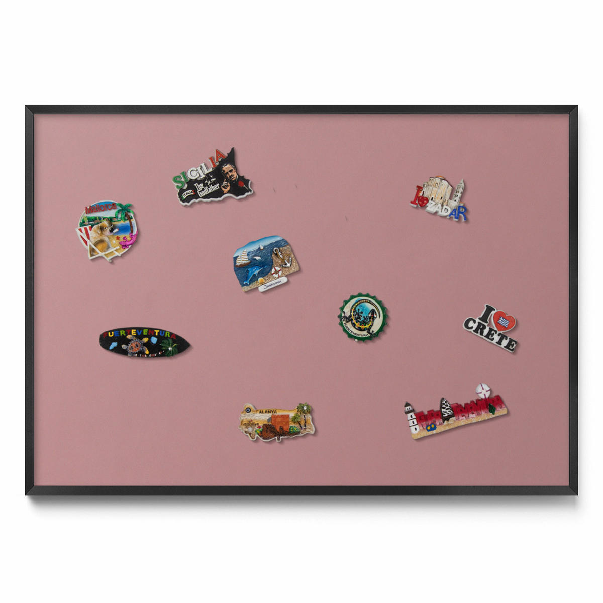 MAGNETTAFEL 100x70 cm Schwarzer Rahmen Pastellrosa - Kirschrot, Metall (100/70/0.4cm) - TULUP