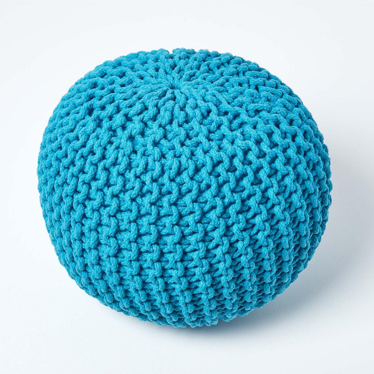STRICK-POUF türkis, 40/40/35 cm - Türkis, Textil (40/35/40cm) - Homescapes