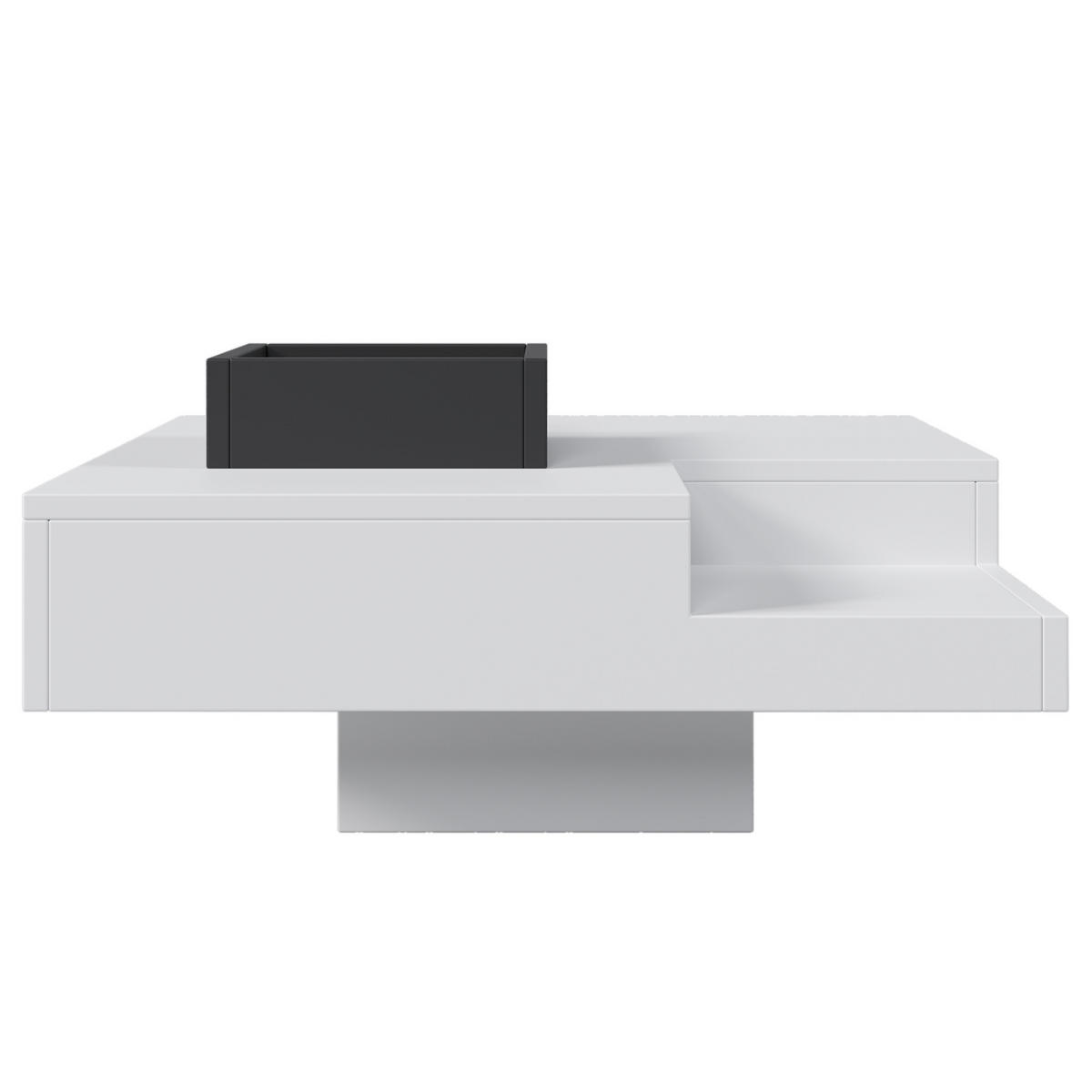COUCHTISCH Weiß Schwarz LED-Beleuchtung 72/72/30 cm - Weiß, Holzwerkstoff (72/72/30cm) - PANGIVO