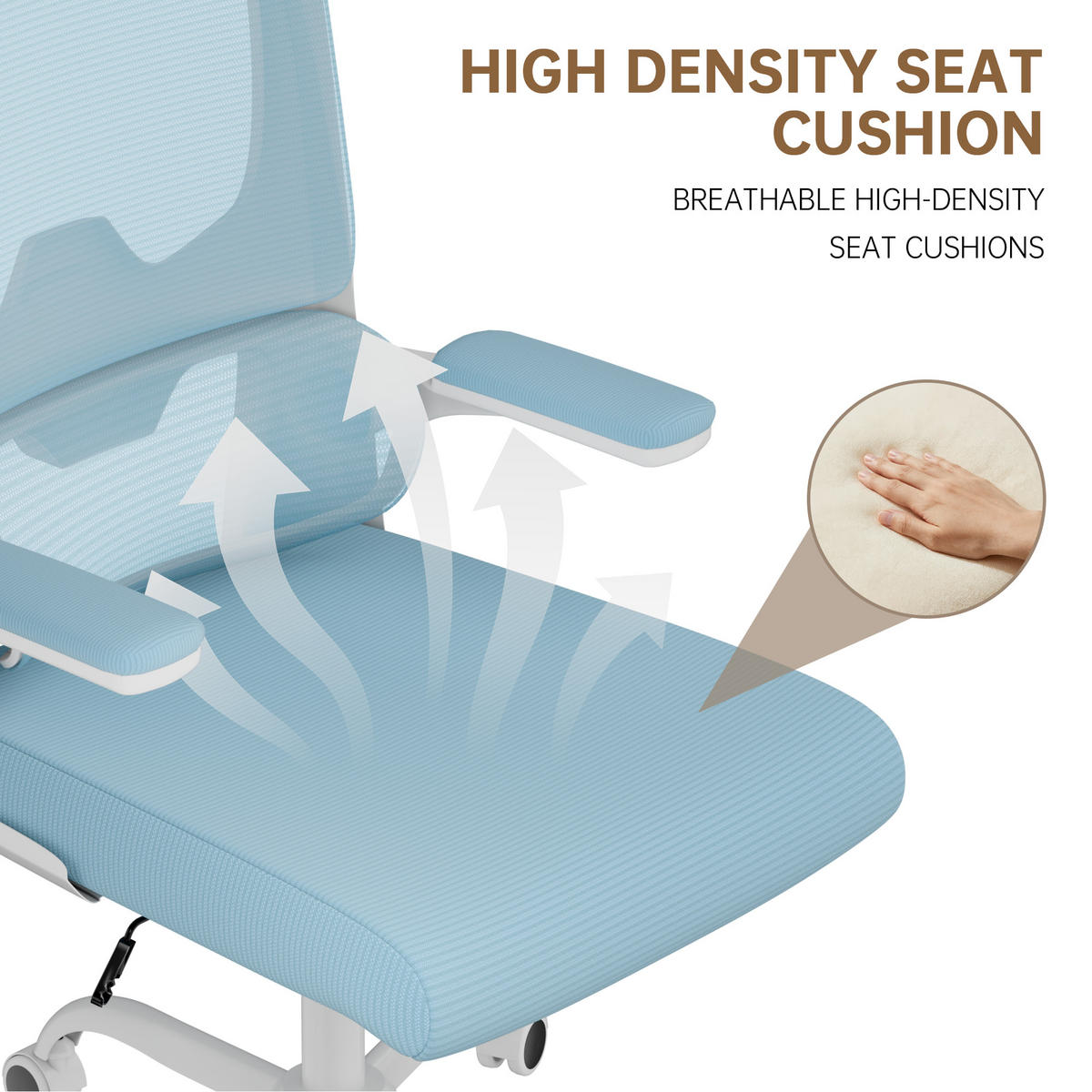 BÜROSTUHL Weiß-Blau ergonomisch mit klappbaren Armlehnen - Blau, Metall (25/52.5/65cm) - Rattrix