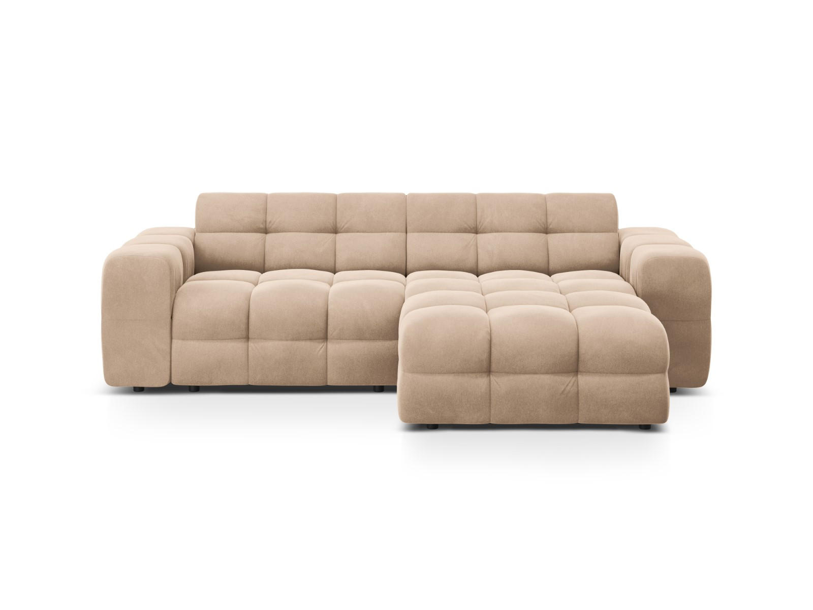 ECKSOFA rechts Kendal aus Samt mandelbeige 4 Sitzplätze - Cappuccino, Textil (173/256cm) - Micadoni