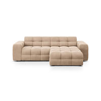 ECKSOFA rechts Kendal aus Samt mandelbeige 4 Sitzplätze - Cappuccino, Textil (173/256cm) - Micadoni