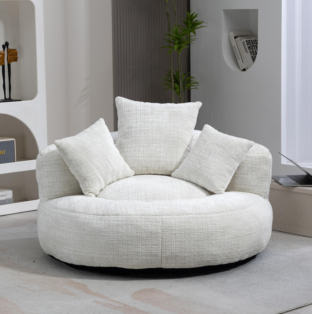 SITZSACK Chenille Beige 108 x 108 x 52 cm - Beige, Kunststoff (108/52/108cm) - Beauniv