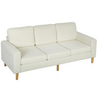 SOFA, 3-Sitzer, Cord, Federkernkissen, gepolstert, beige, 192x80x84,5cm - Multicolor, Holzwerkstoff (192/84.5/80cm) - FORIOUS