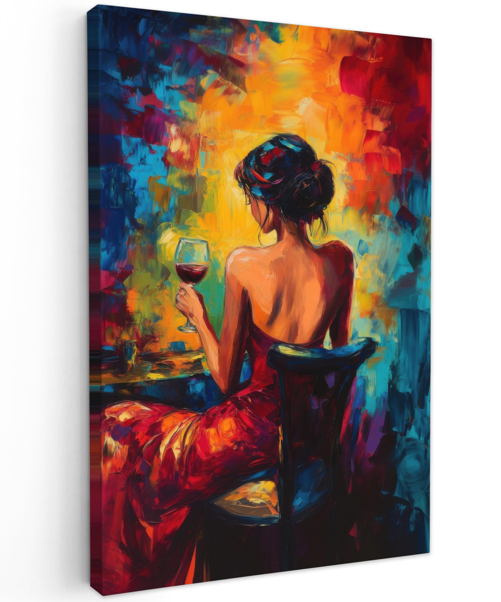 MuchoWow OBRAZ NA PLÁTNĚ Víno - Žena - Atmosférické - Barevné 20x30 cm