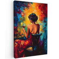 LEINWANDBILD Wein - Frau - Stimmungsvoll - Farbenfroh 80x120 cm - Bordeaux, Textil (80/120cm) - MuchoWow