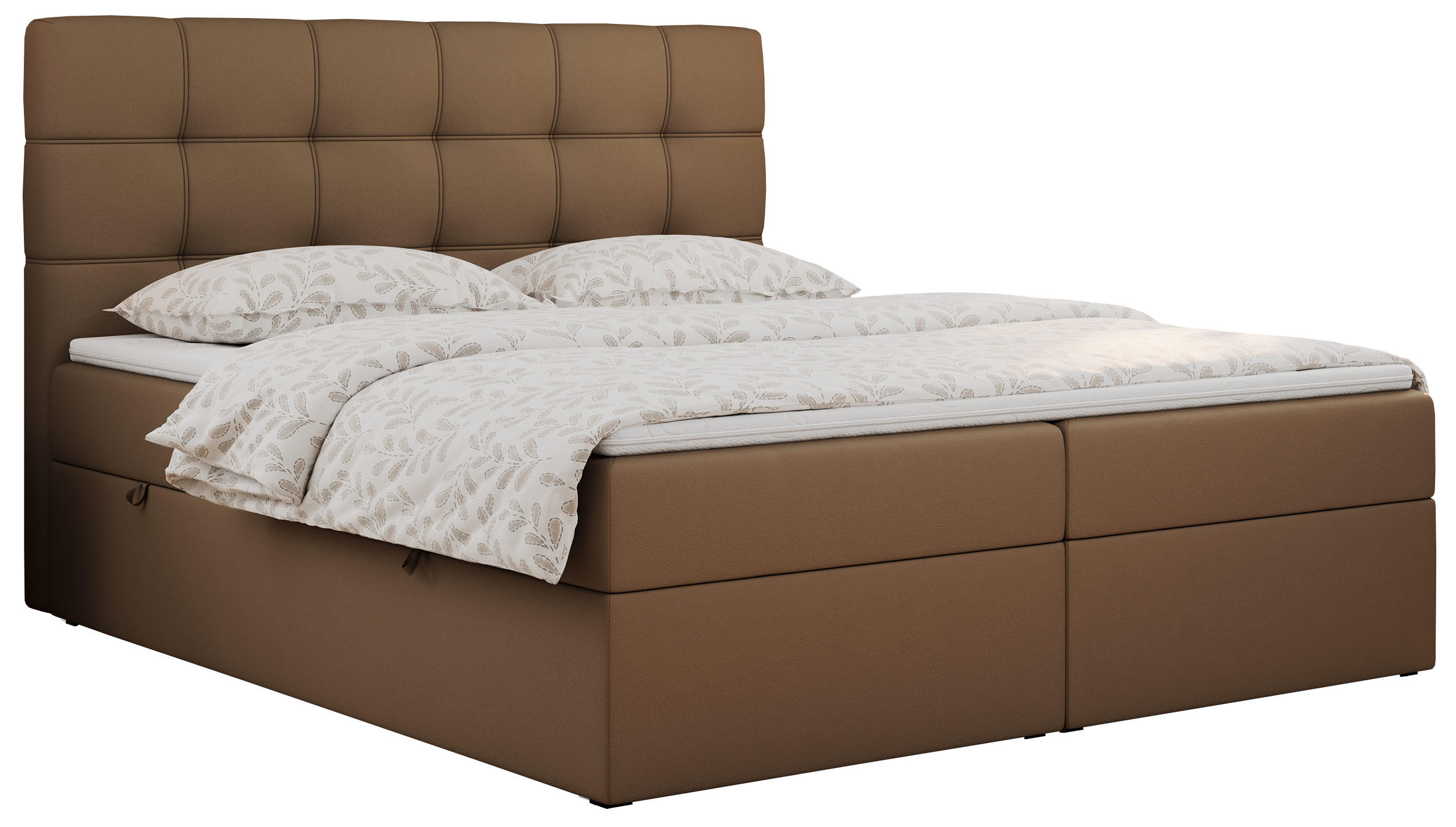 BOXBETT ERNI 120/200 - Braun Kunstleder - H3 - Braun, Holz/Textil (120/200cm) - MKS