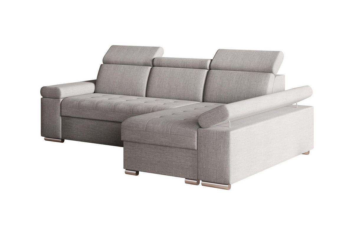 ECKSOFA mit Schlaffunktion Luka L Twist 19 - Hellgrau - Rechts - Silberfarben/Hellgrau, Holzwerkstoff (260/168cm) - Möblo