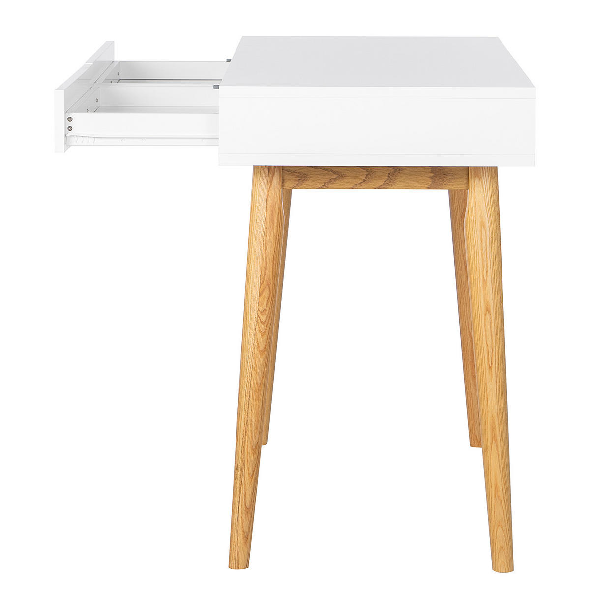 SCHREIBTISCH mit 2 Schubladen - Weiß / Eiche - Weiß, Holzwerkstoff (50/110/80cm) - home24