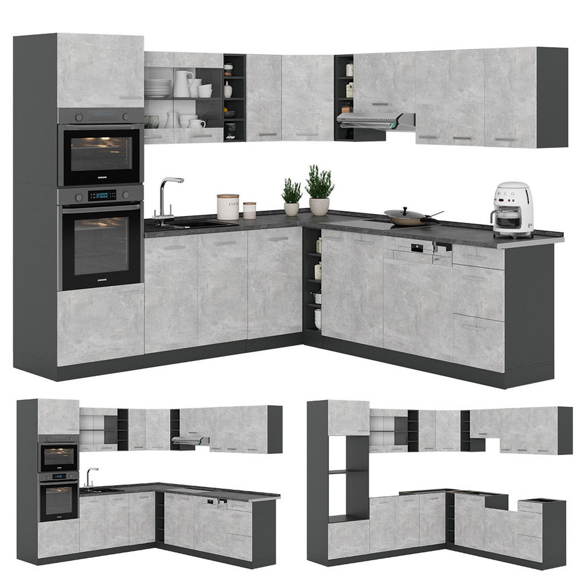 Anthrazit/Grau, Holzwerkstoff (247/81.6/60cm) - Vicco