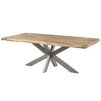 BAUMTISCH Mango 220x100x77 beige lackiert / Kreuzgestell silber matt FREEFORM 5 - Beige/Silberfarben, Holz (220/100/77cm) - Massivmoebel24