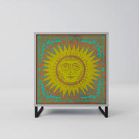 SIDEBOARD SUNSHINE EULOGY, Grau, 57,5x42x67,5 cm, Schwarze Metall-Rahmenfüße - Multicolor/Schwarz, Holzwerkstoff/Metall (57.5/67.5/42cm) - SpaceRebels