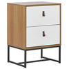 NACHTTISCH heller Holzfarbton/weiß 2 Schubladen Nueva - Hellbraun/Schwarz, Holzwerkstoff (49/69/38cm) - Beliani