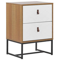 NACHTTISCH heller Holzfarbton/weiß 2 Schubladen Nueva - Hellbraun/Schwarz, Holzwerkstoff (49/69/38cm) - Beliani