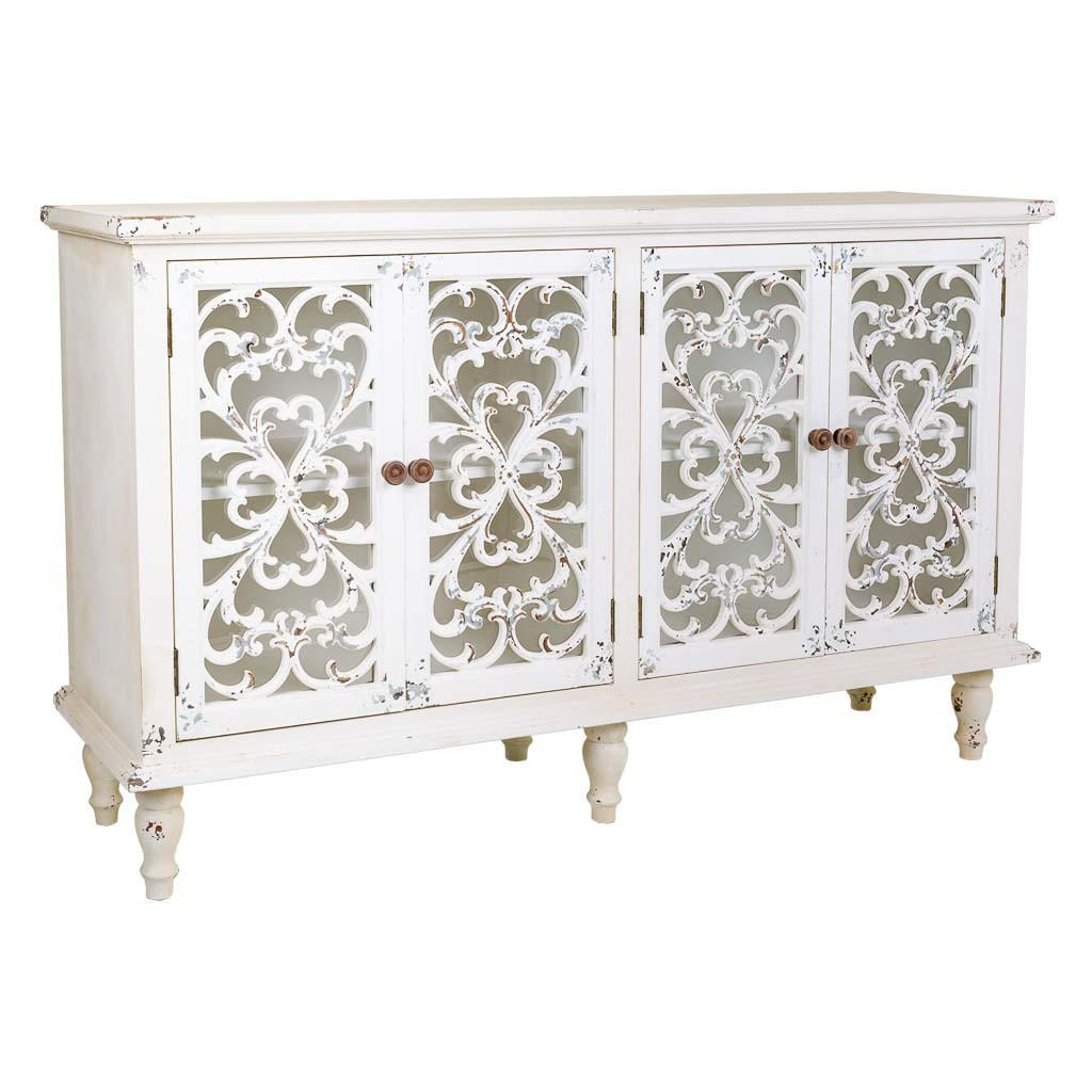 ANRICHTE aus Holz mit 4 Türen 152x40x91 cm - Weiß, Holzwerkstoff (152/91/40cm) - Wanderlust