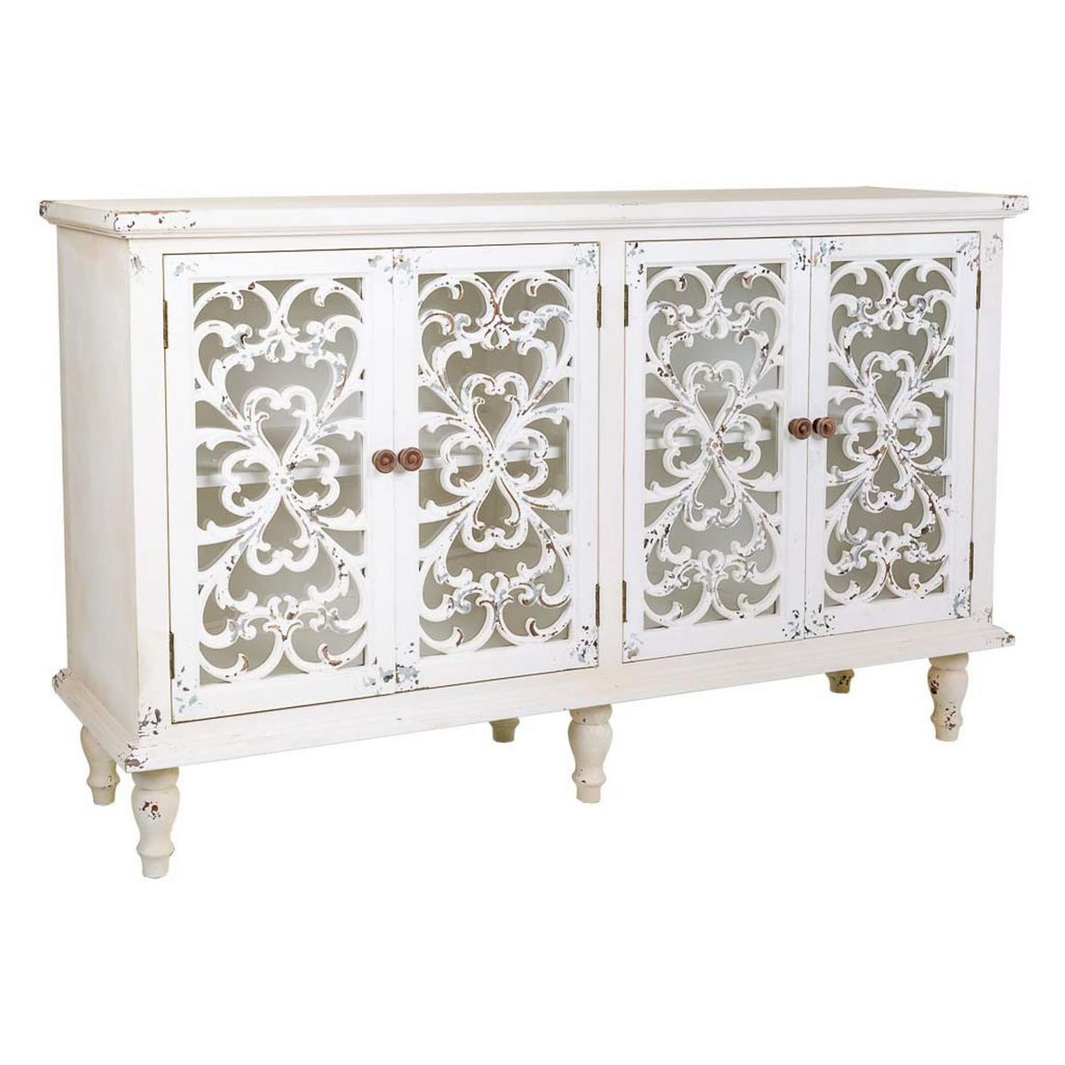 ANRICHTE aus Holz mit 4 Türen 152x40x91 cm - Weiß, Holzwerkstoff (152/91/40cm) - Wanderlust