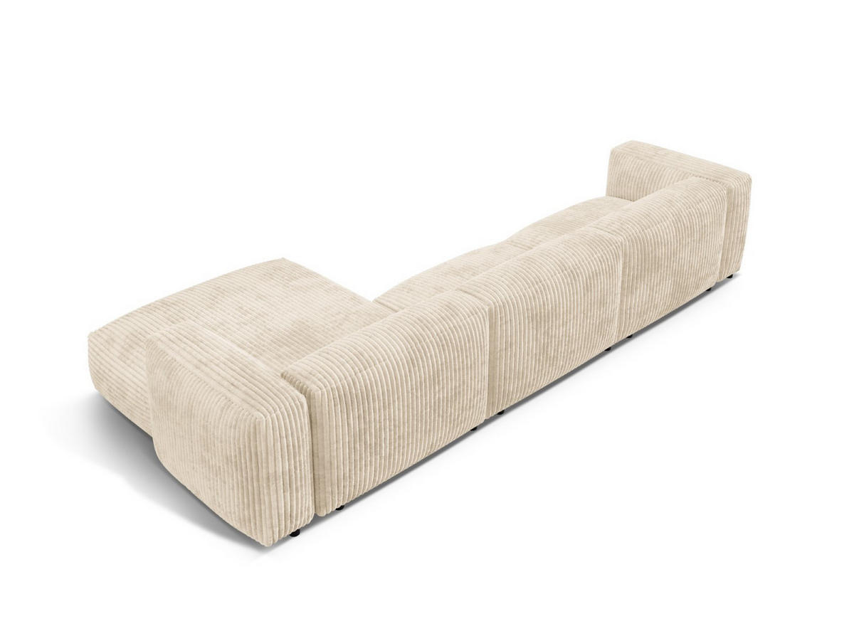 ECKSOFA modular rechts Martina aus Cord leichtes beige 3 Sitzplätze - Creme, Textil (176/332cm) - Micadoni