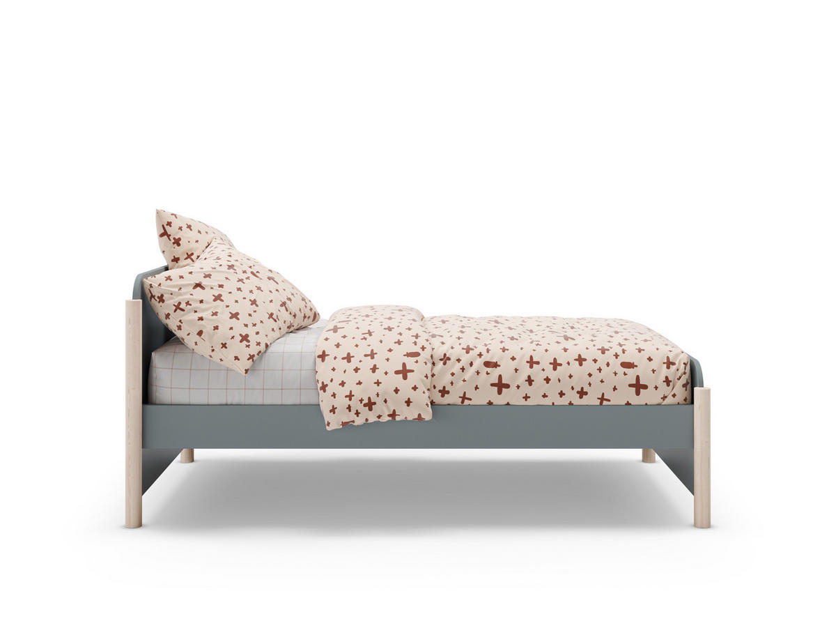 BETT 90x190 cm mit abgerundeten Formen 107,2/199/70 cm - Grün, Holz (190/90cm) - Calicosy