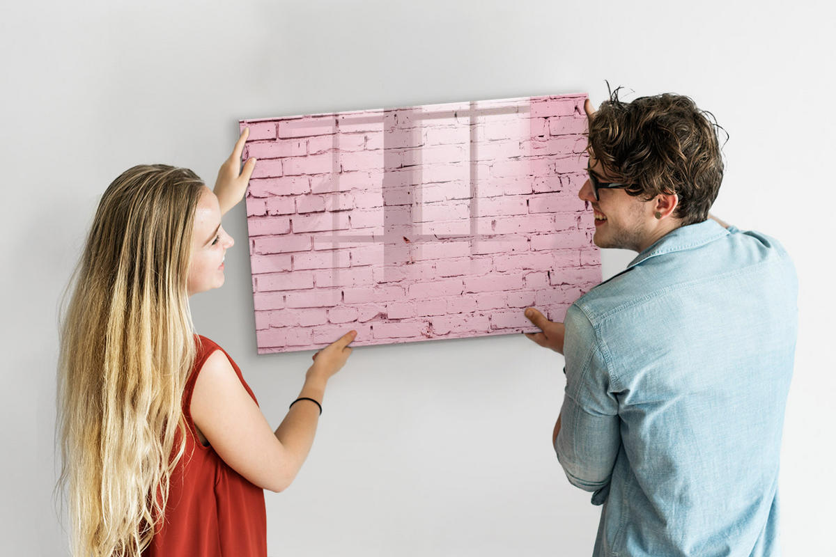 MAGNETTAFEL 90x60 Ziegelmauer - Pink, Glas (90/60/0.4cm) - TULUP