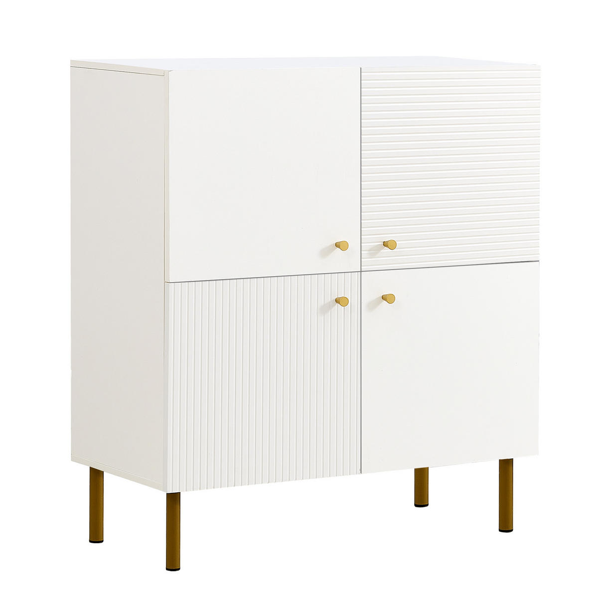 SIDEBOARD 80/36/90 cm weiß aus MDF mit Stahlbeinen - Weiß, Holzwerkstoff (36/90/80cm) - OKWISH