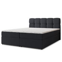 BOXBETT MERU 160x200 cm mit Matratze und Topper - Schwarz - Schwarz, Holz (160/200cm) - MASSENO