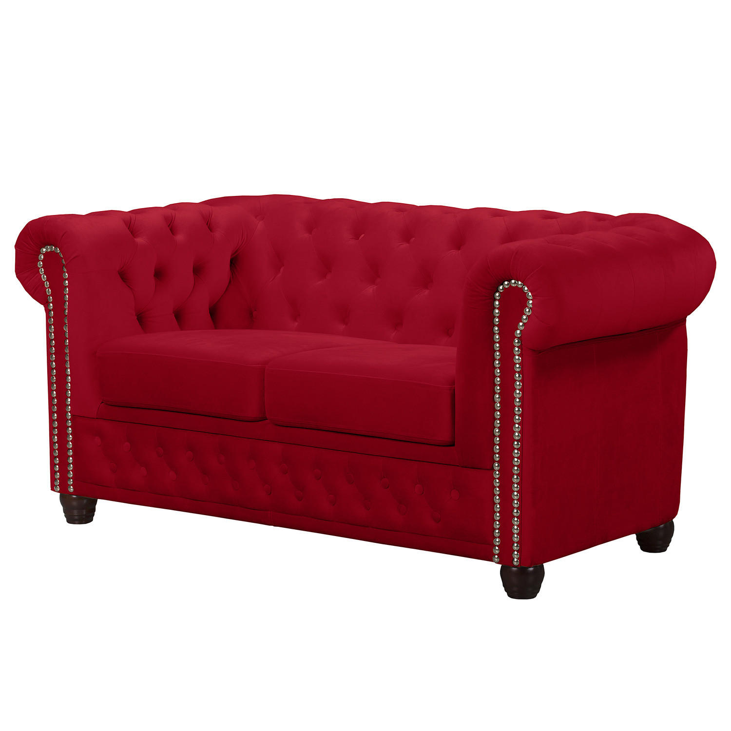 2-SITZER SOFA - Buchefarben/Rot, Buchenholz/Textil (148/72/86cm) - home24