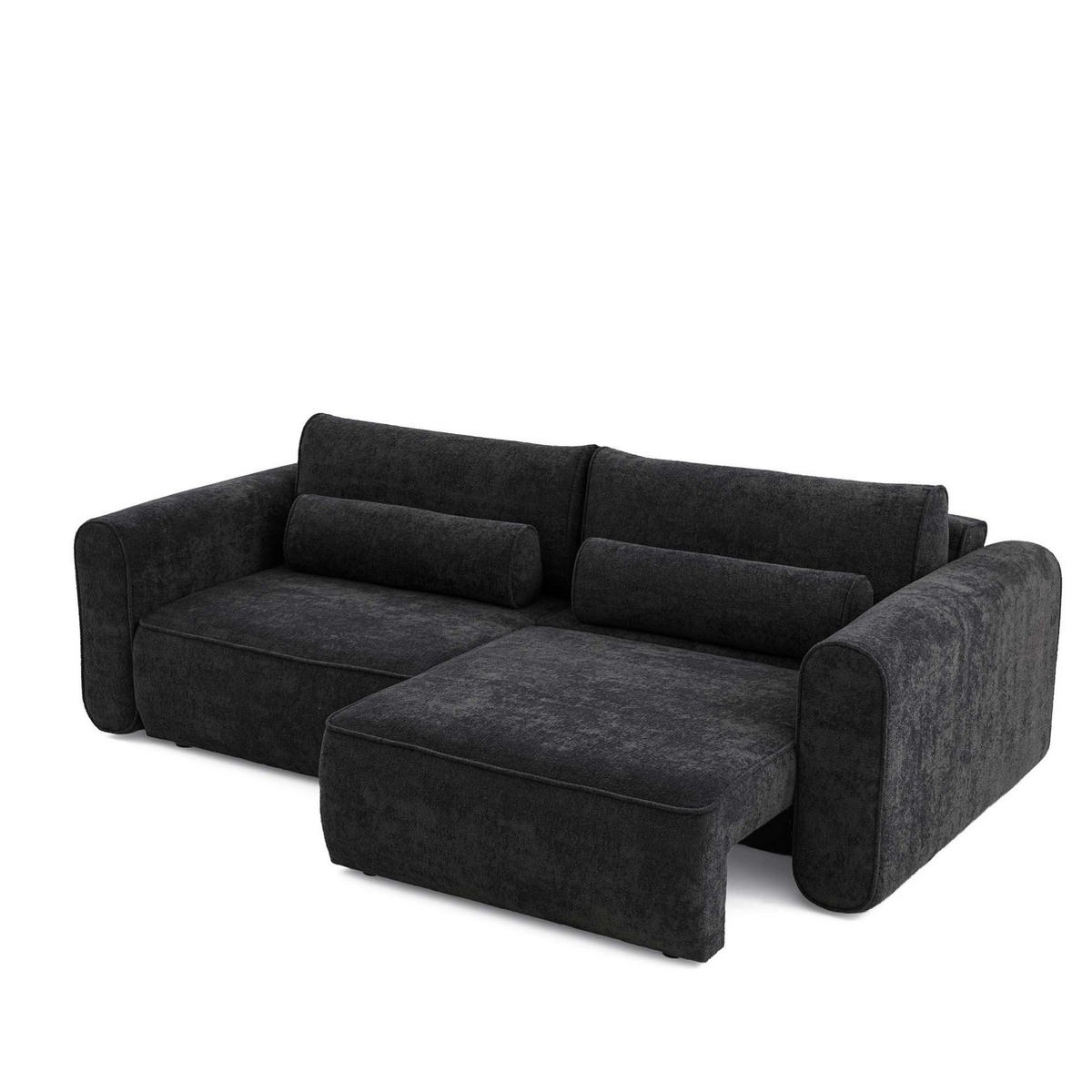 ECKSOFA MOTION mit Schlaffunktion 130x200 Webstoff Schwarz - Schwarz, Holz/Textil (250/166cm) - Muffo