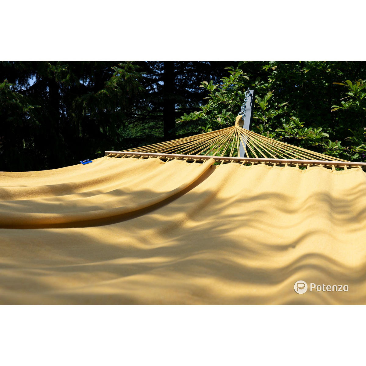 HÄNGEMATTE mit Verzinktem Gestell, 2 Personen, Stabhängematte, XXL, 200 kg, Metall, Merida Gold, einfache Montage - Gelb, Metall (370/130/120cm) - Potenza
