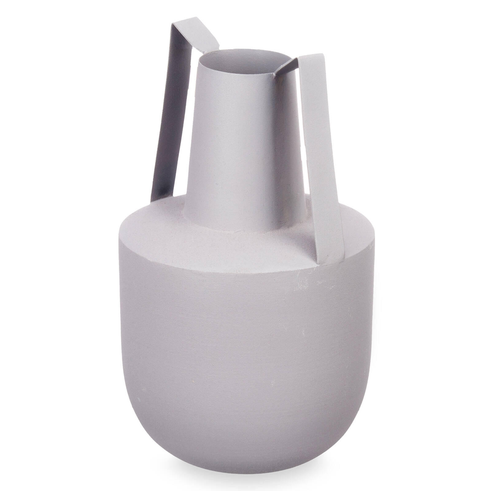 VASE Metall Pastellfarben mit Griffen 21 cm - Hellgrau, Metall (21cm) - Giftdecor