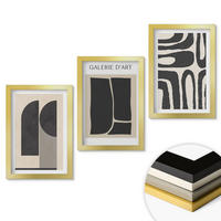 WANDBILDER 3er Set - 20x30 cm Goldrahmen - Abstrakte minimalistische Poster - Goldfarben, Kunststoff (20/30cm) - ArtPrintCave