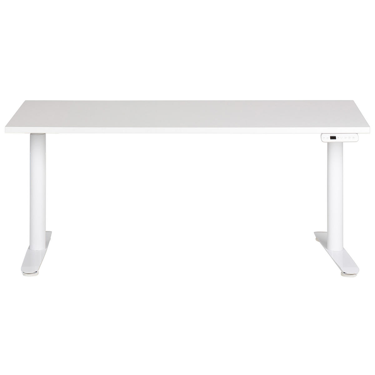 SCHREIBTISCH weiß 160/72 cm elektrisch höhenverstellbar Destin IV - Weiß, Holz (72/160/67cm) - Beliani