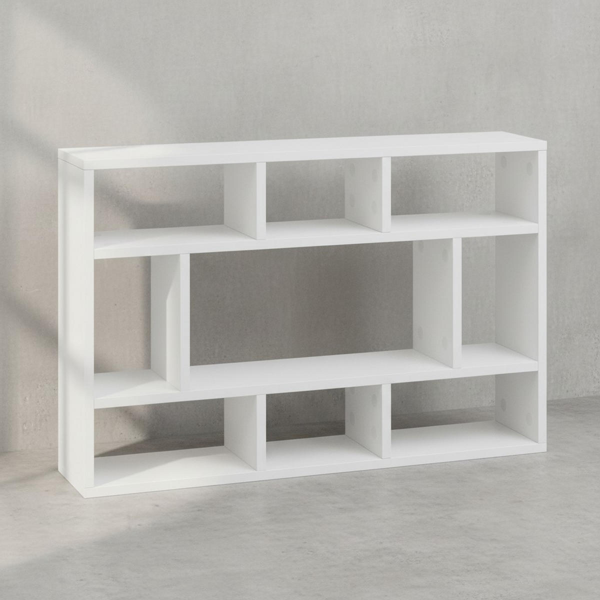 WANDREGAL MAGRA Spanplatte 9 Fächer Modern, Weiß 75x16x51 cm - Weiß, Holz (75/51/16cm) - KADIMA DESIGN