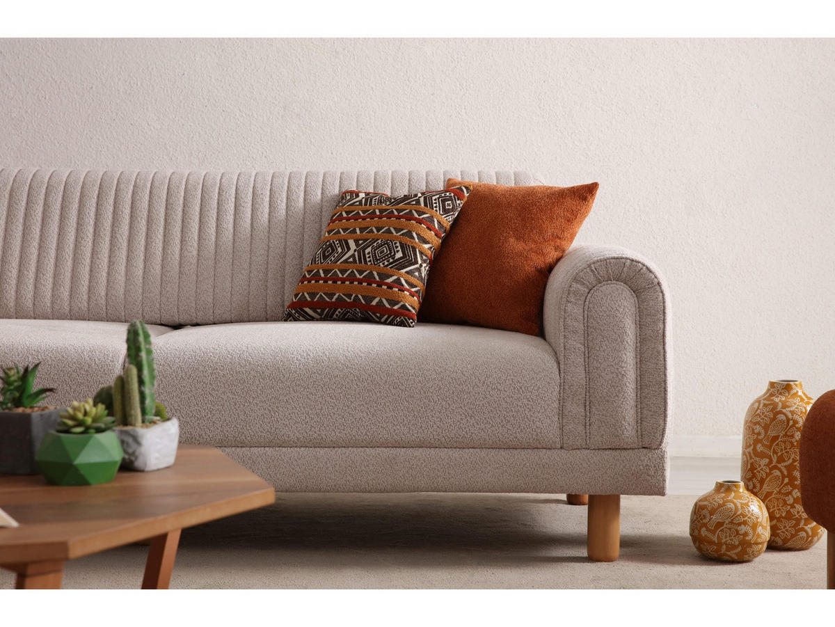 3-SITZER Sofa KYOTO, Beige - Beige, Holz/Textil (230/80/95cm) - Villa Möbel
