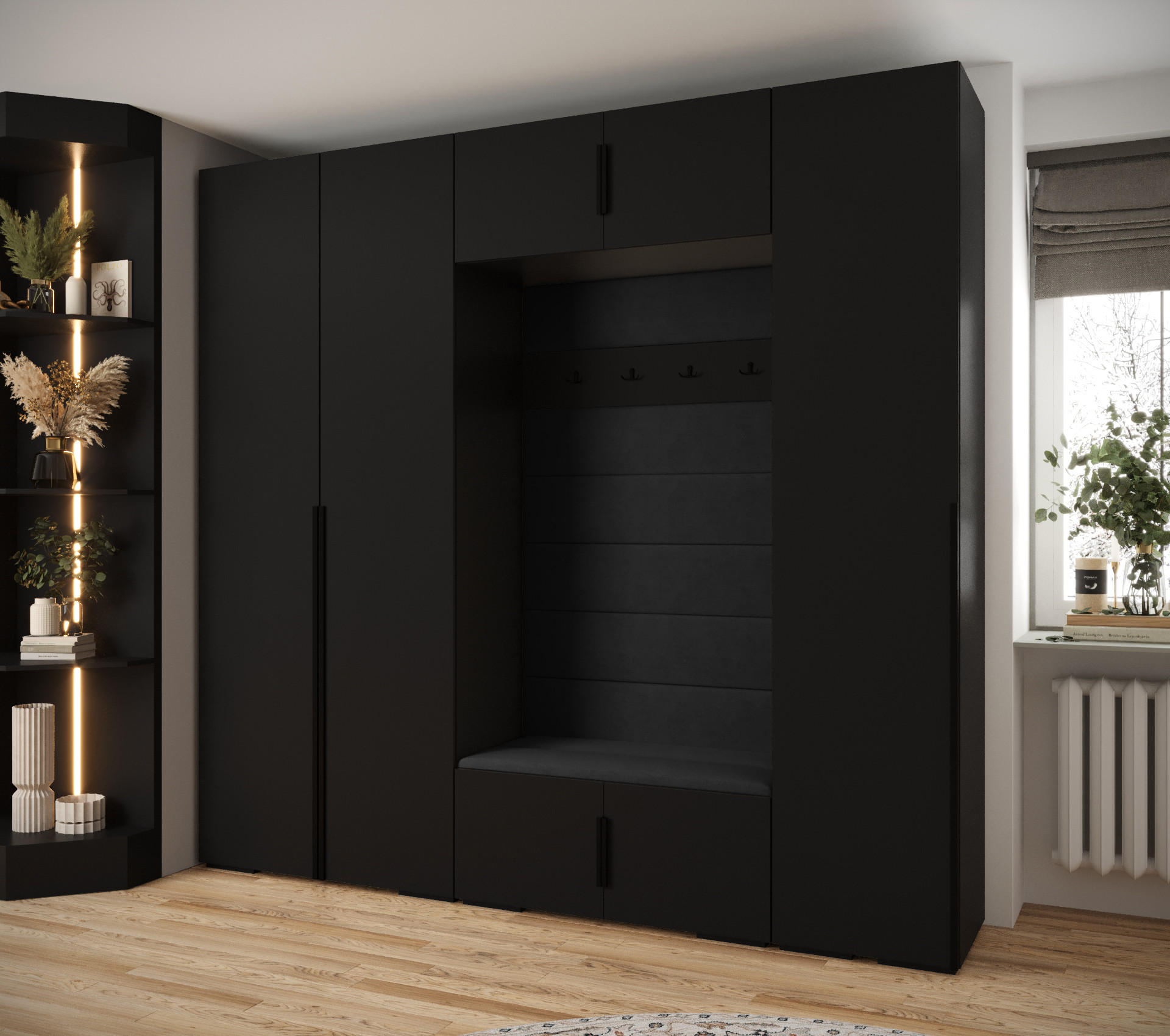 GARDEROBEN-SET 236,7/250/47 - Schwarz, Holz/Kunststoff (250/236.7/47cm) - Abiks Möbel