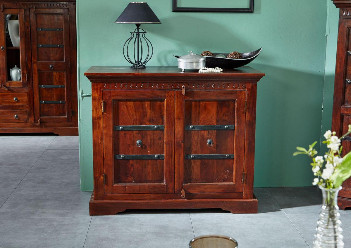 KOMMODE Akazie 107x50x88 nougat lackiert OXFORD #423 - Dunkelbraun, Holz (107/88/50cm) - Massivmoebel24