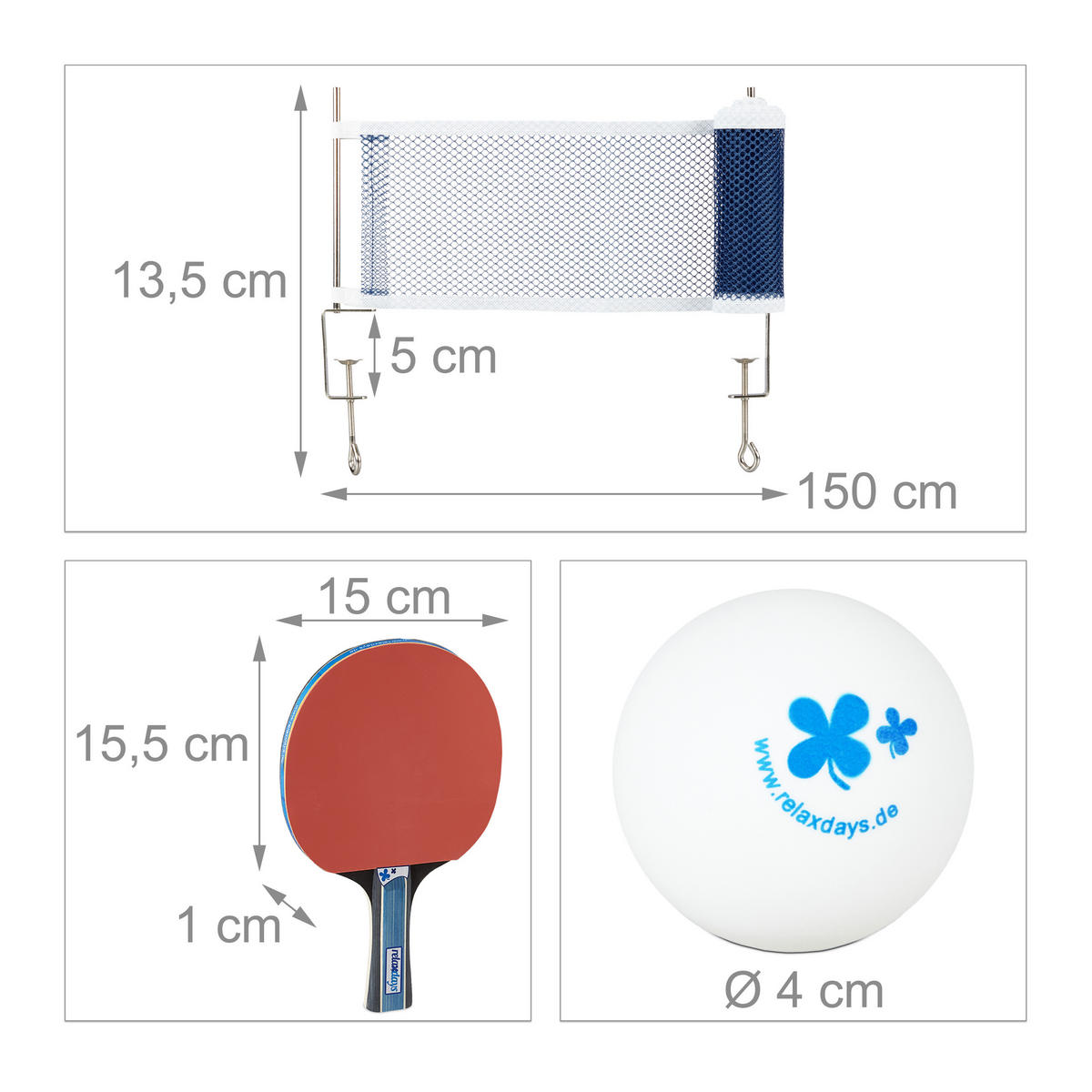9DÍLNÁ sada na stolní tenis - různobarevná, dřevo/plast (18/4.5cm) - Relaxdays