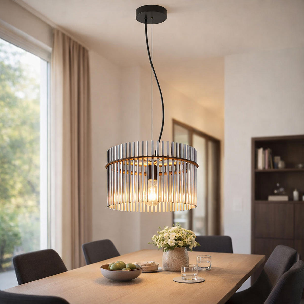 LED HÄNGELEUCHTE Metall Schwarz - Grau, Glas (40/40/150cm) - Globo Lighting