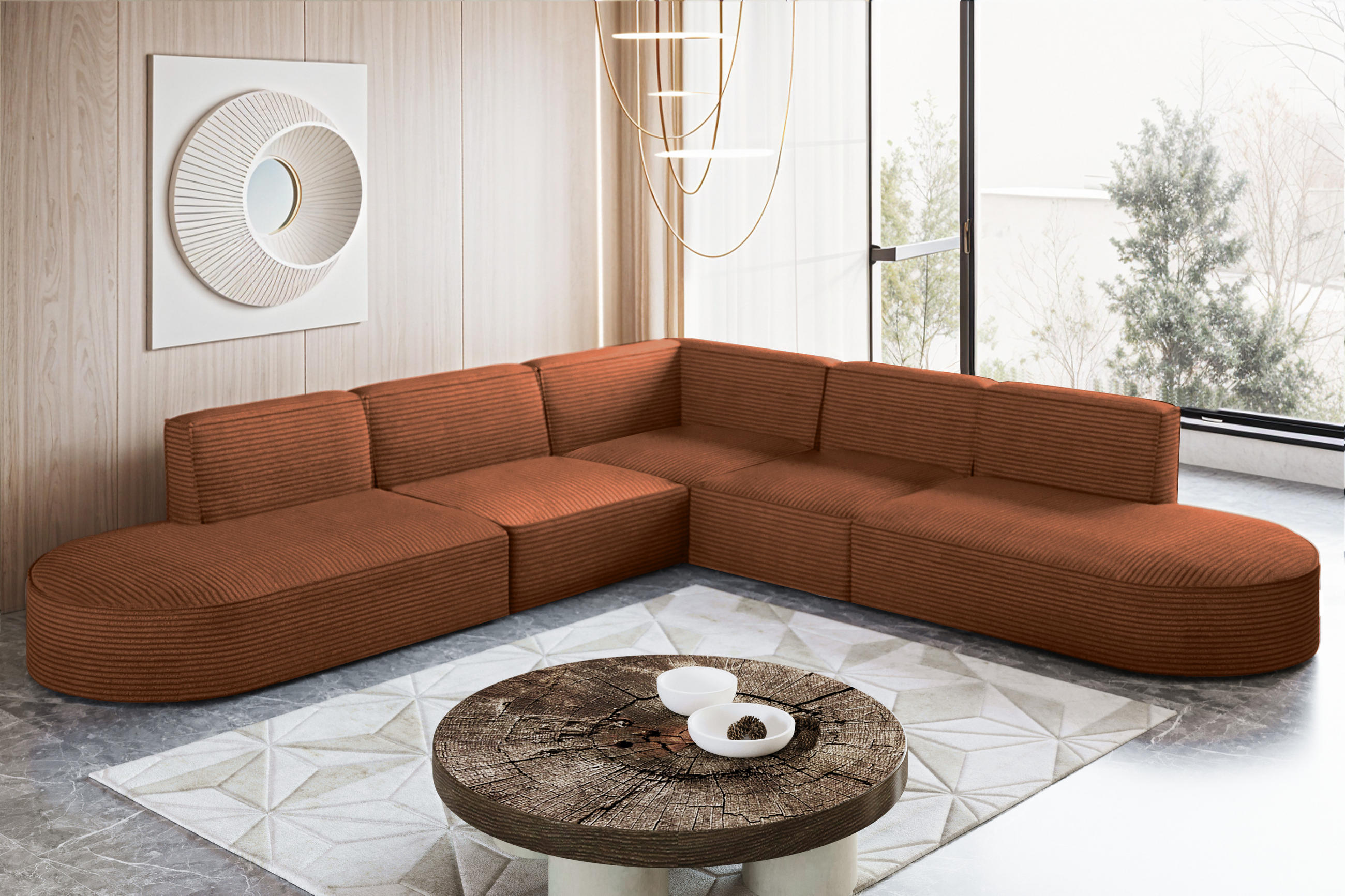 ECKSOFA Designer Corner MODENA stoff Poso, viele Farben Ziegel - Orange, Holzwerkstoff (285/285cm) - Kaiser Möbel
