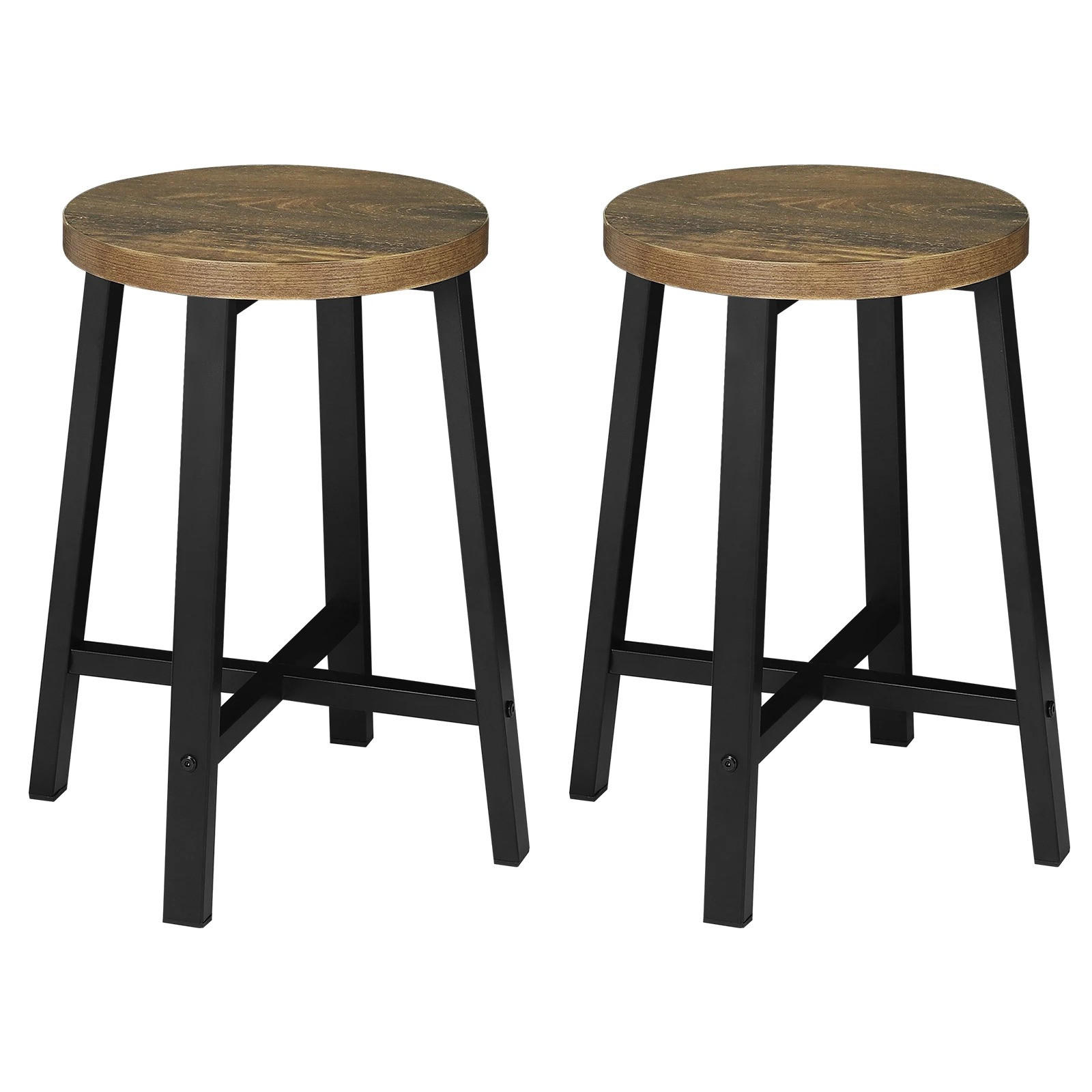 KÜCHENHOCKER im Vintage-Design 29,5 x 29,5 x 46 cm Schwarz/Holzoptik 2er-Set - Schwarz, Metall (29.5/46/29.5cm) - Meubliv
