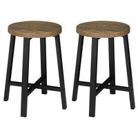 KÜCHENHOCKER im Vintage-Design 29,5 x 29,5 x 46 cm Schwarz/Holzoptik 2er-Set - Schwarz, Metall (29.5/46/29.5cm) - Meubliv