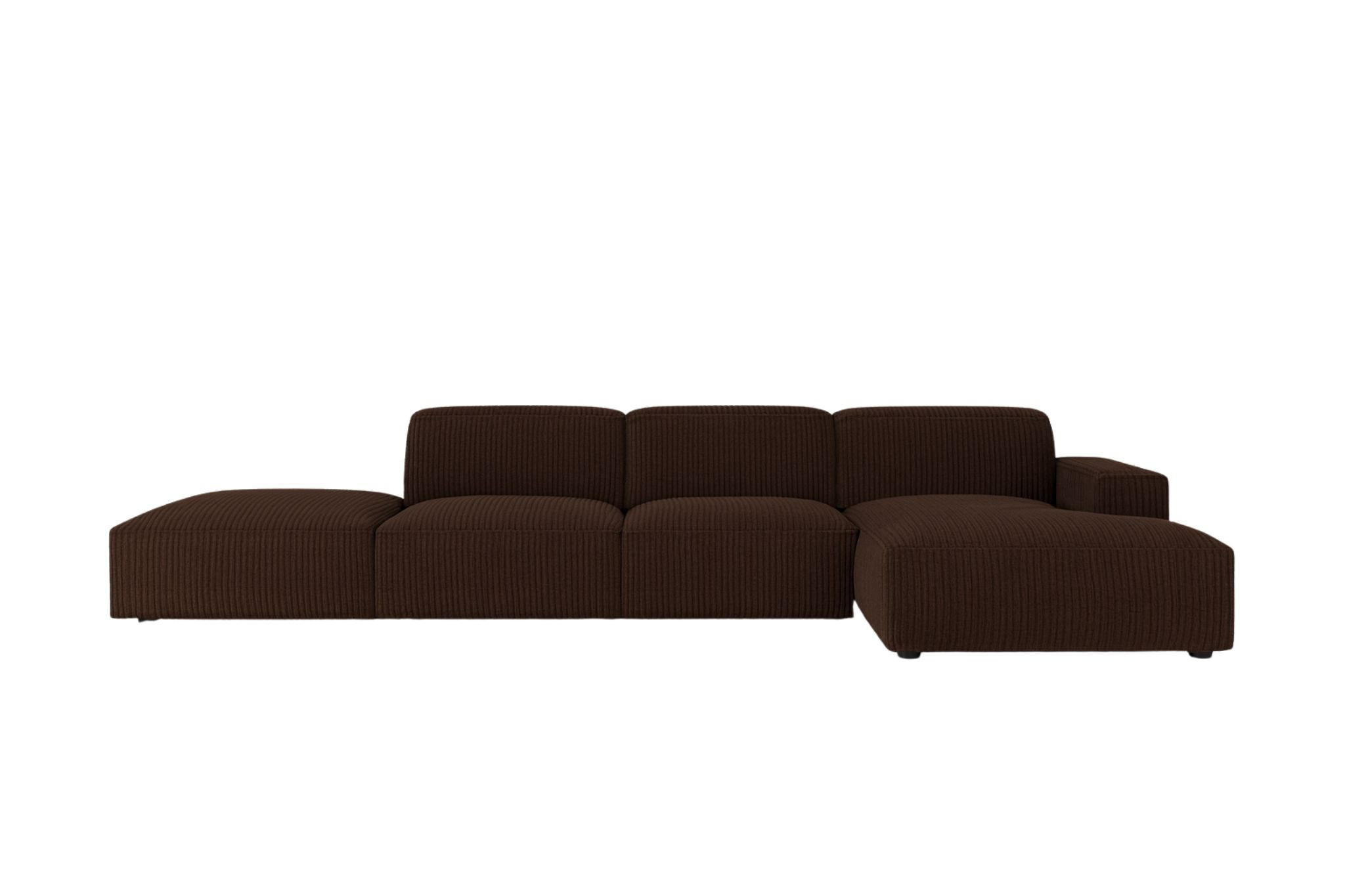 ECKSOFA Cursal L-Form, Stoff Poso, Braun + Hocker, Rechts - Braun, Holz (341/166cm) - Kaiser Möbel