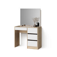 SCHMINKTISCH Imola Sonoma 90 cm mit Spiegel - Weiß/Sonoma Eiche, Holzwerkstoff (90/75/40cm) - Livinity®