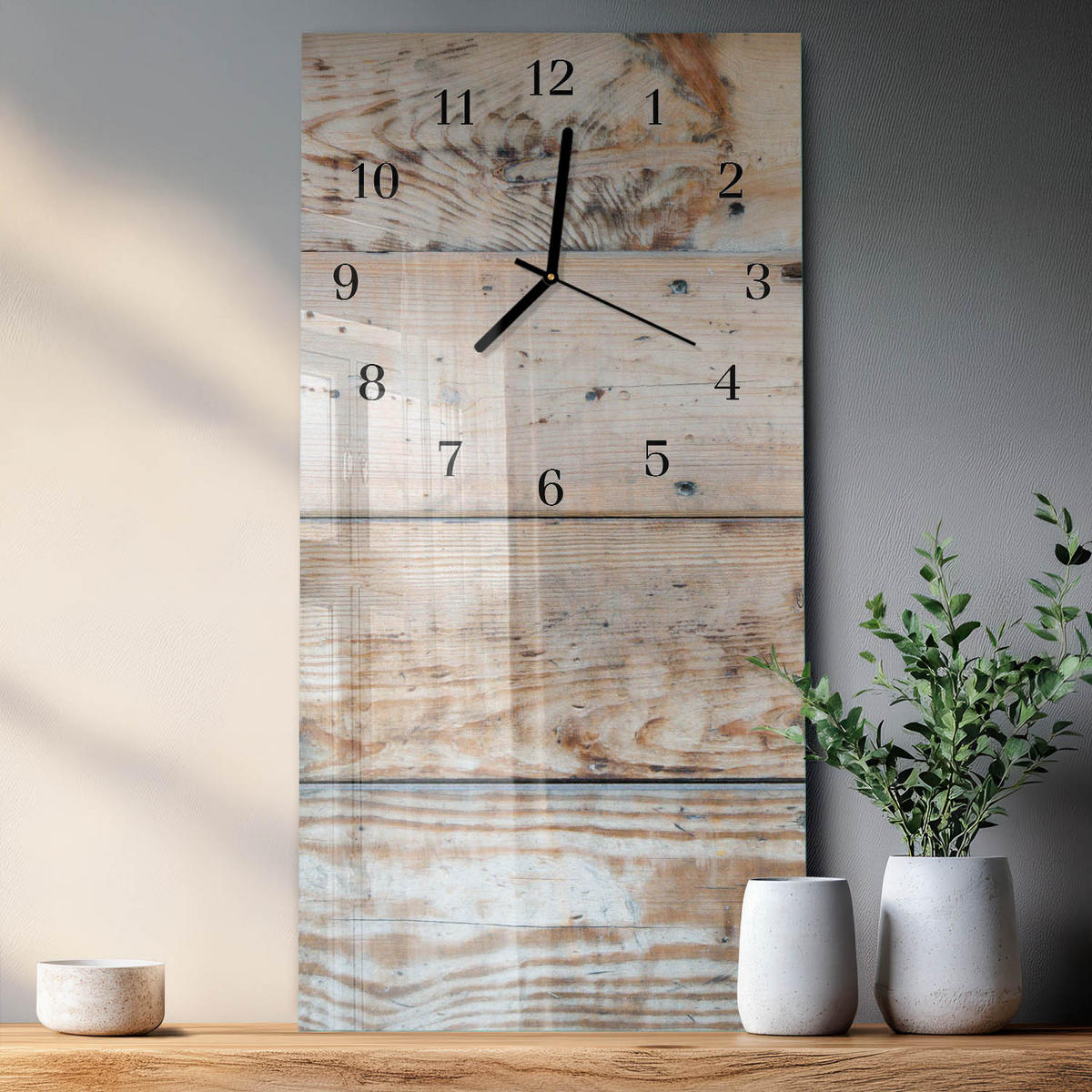 WANDUHR 60x30 cm - Kalziumkarbonat - Beige, Glas (30/60/0.4cm) - TULUP
