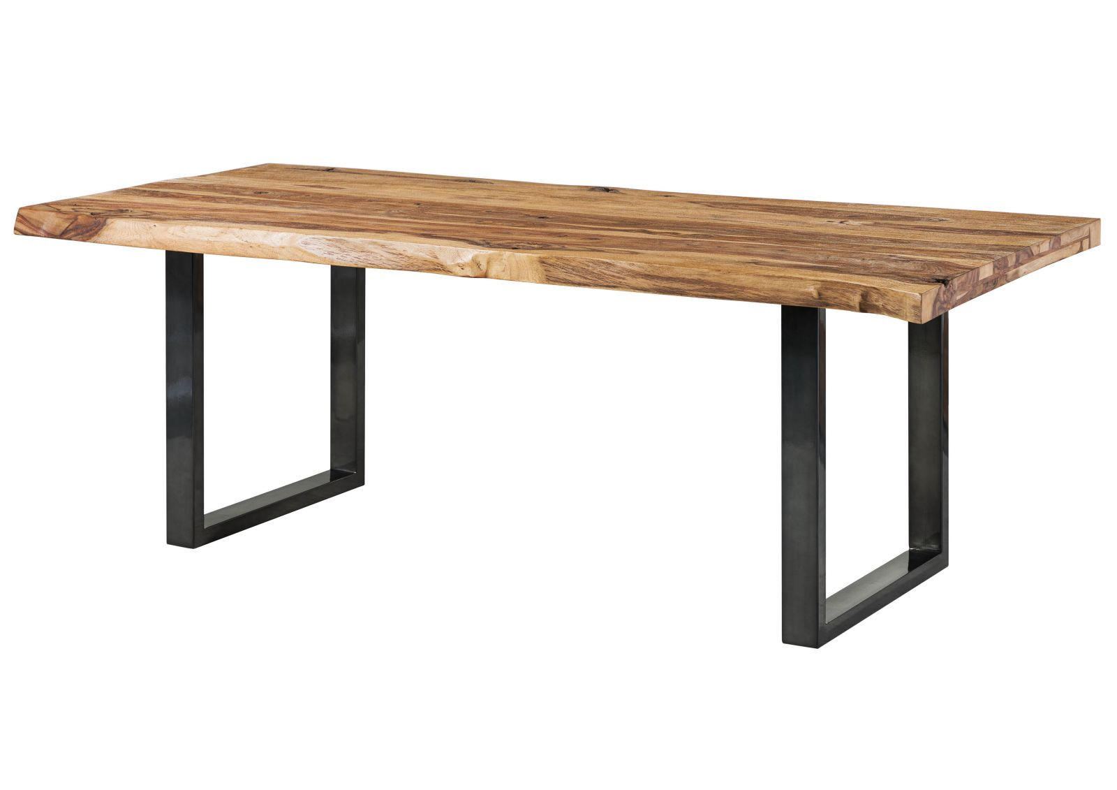 BAUMTISCH Sheesham 180x90x77 natur sandgestrahlt / U-Beine anthrazit glänzend FREEFORM 5 - Braun, Holz (90/180/77cm) - Massivmoebel24